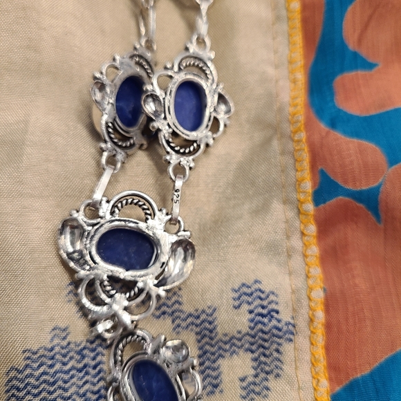 Blue and silver necklace Sterling silver over alloy - Picture 4 of 6